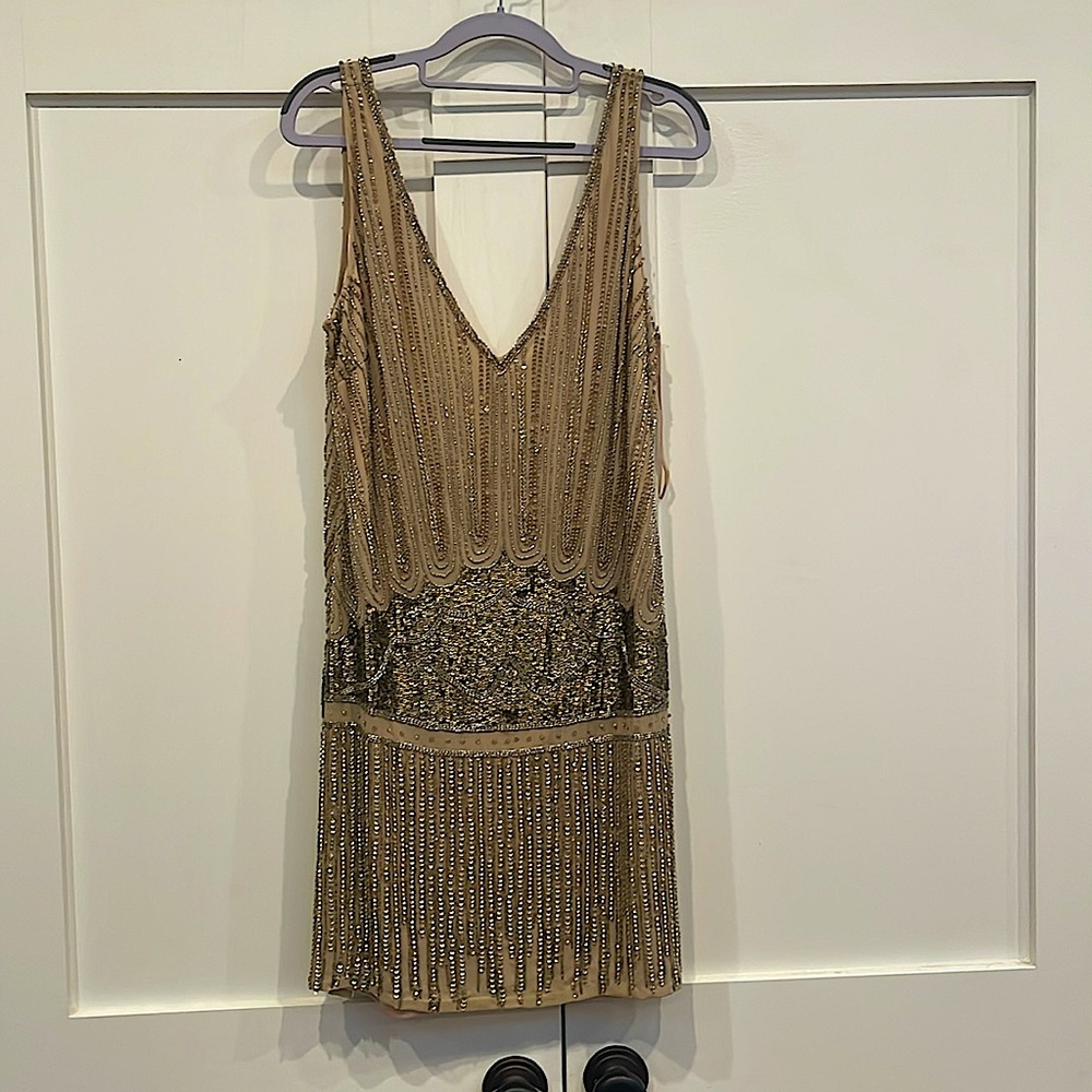1920s Era Flapper Style low-cut, Sequin Dress (size 8) - New With Tags